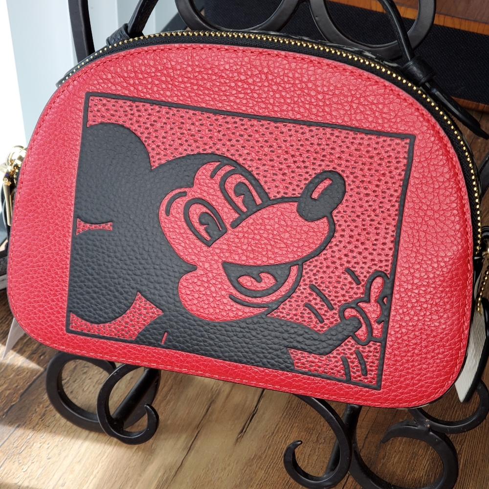 Coach Red and Black Mickey Satchel